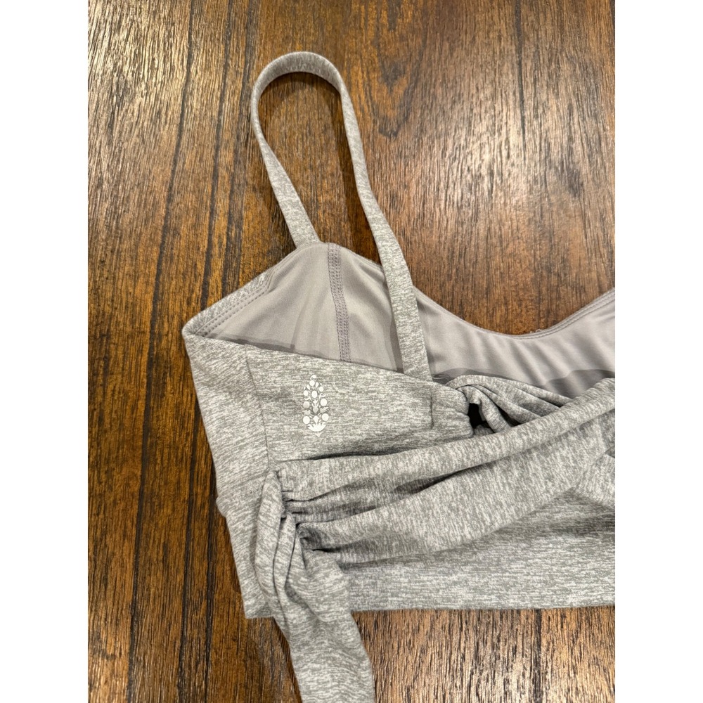 FP Movement Free People Grey Heathered Wrap Tie Back Sports Bra XS/S - Picture 2 of 5